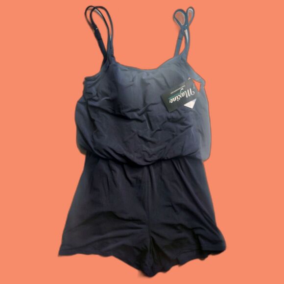 Maxine of Hollywood Other - NWT Maxine Of Hollywood Swim Romper Size 16 Indigo MM9MD45 Summer Full Coverage